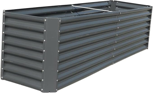 8x2x2Ft Electro-Galvanized Sheet Steel Raised Garden Bed for Flowers Planting Vegetables Grey Flower Box Volume 239 Gallons