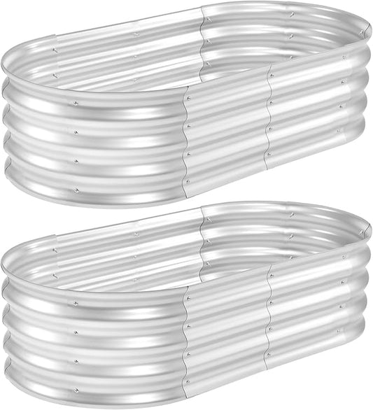 Galvanized Raised Garden Bed Kit - Durable & Aesthetic Raised Garden Bed for Outdoor Gardening, Perfect for Vegetables, Fruits, Flowers, Easy Assembly, 4x2x1 FT (2-Pack)