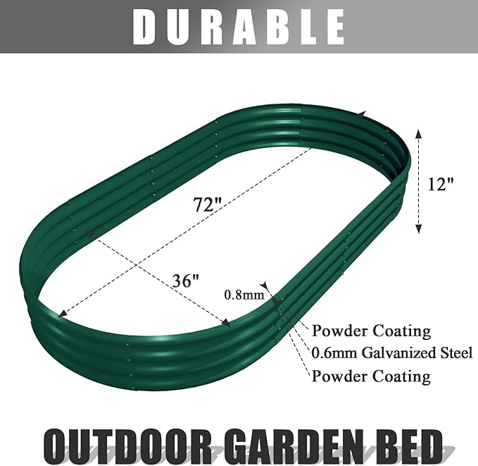 4 Pack 6x3x1FT Galvanized Raised Garden Bed Large Metal Planter Box Kit Elevated Raised Garden Planters for Outdoor Plants, Green