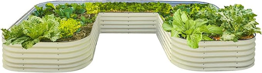 Vego garden 17" Tall U-Shape Raised Garden Bed Metal Raised Planter Bed for Vegetables Flowers Ground Planter Box, Jumbo Size