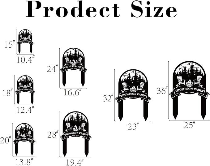 Personalized Family Name Firepit Scene Sign with Yard Stake, Rustic Personalized Camping Decor