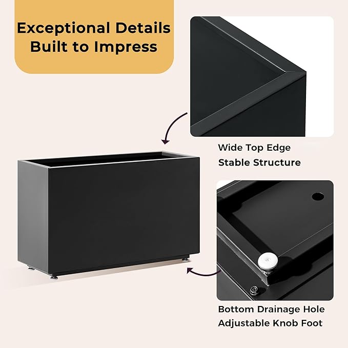 Metal Raised Garden Bed, 16Hx26Wx10D Planter Box for Plants, Vegetables & Vines, Features Drainage Holes, Black
