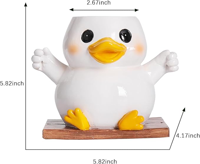 Swing Duck Hanging Planters for Indoor Plants, Cute Succulent Pots with Drainage Hole, Unique Resin Plant Hangers Garden Outdoor Decor, Hanging Plant Holder for String Of Pearls, Gift Ideas for Mother