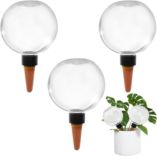 3 Pack Self Watering Globes for Indoor Plant Plastic Water Bulbs 17.5 oz Automatic Watering Planter Insert Top Fill with Slow Release Control Plants Watering Devices System, Water Spikes Stakes