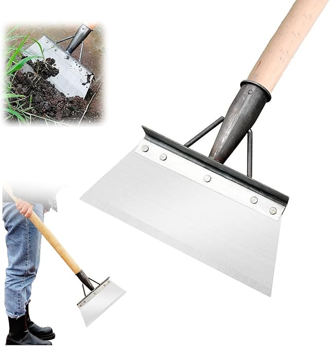 Multifunctional Garden Tool, Square Spade - Manganese Steel Flat Shovel, 8-12" Heavy Duty for Digging, Lawn Edging, Weed Removal - Silver (27CM)