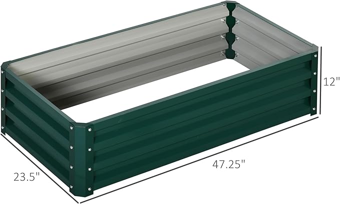 Outsunny Galvanized Raised Garden Bed, 4' x 2' x 1' Metal Planter Box, for Growing Vegetables, Flowers, Herbs, Succulents, Green