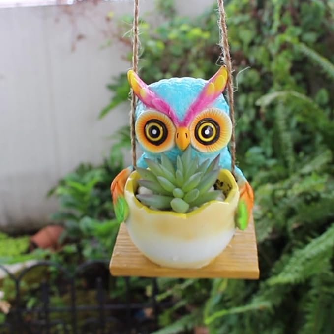 Hanging Planter for Indoor/Outdoor Plant - Swinging Animal Planter Pot for Succulents, Small Plants (Animal Home Decor) (clourfull)