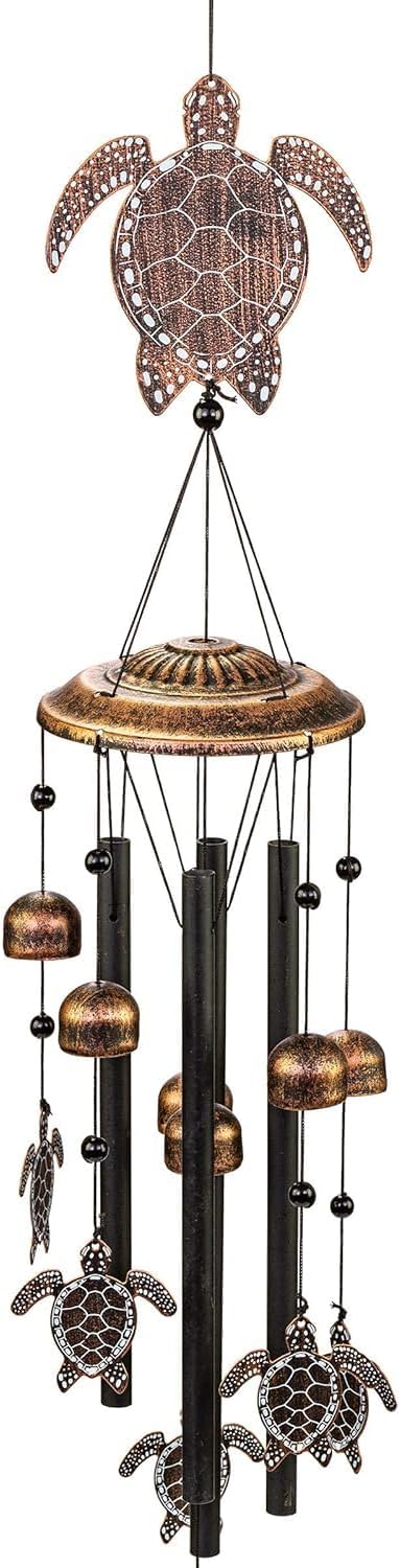 VP Home 32" H Rustic Sea Green Tribal Turtles Wind Chimes for Outside Unique Sea Turtle Windchimes for Outdoor Decoration and Garden Decoration, Gift for Women, Mom, Grandma, Unisex