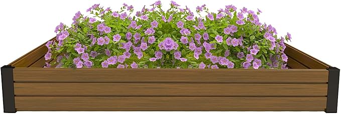 Elevated Wooden Raised Garden Planter Outdoor Flower & Vegetable Box for Patio, Backyard, or Garden - Durable, Weather-Resistant Design - 47.2" x 47.2" x 6.3" (Brown)