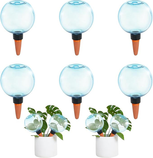 6pcs Large Plant Self Watering Globes, 17.5 oz Plastic Water Bulbs Top Fill, Plant Watering Devices System Slow Release Terracotta, Water Spikes Stakes for Indoor(6pack)