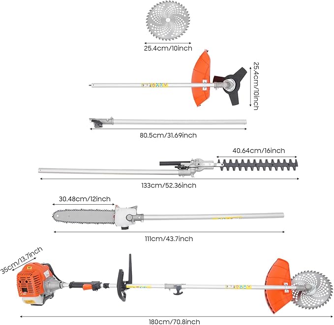 2025 New 52CC 2-Stroke Gas Weed Wacker, 5-in-1 Multi-Functional Lawn Mower Garden Hedge Trimmer String Trimmer Pole Chainsaw with Extension Pole, Weed Eater for Grass and Bush