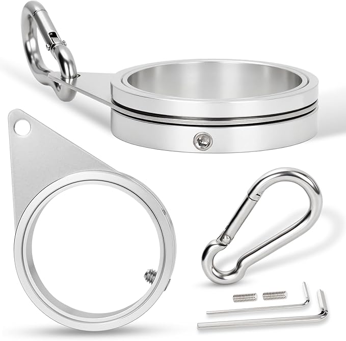 2" Large Flag Pole Rings, 2 Pcs Aluminum Alloy Spinning Flag Pole Ring Clips Swivels, 360° Rotating Anti Wrap Flagpole Ring Hardware with Stainless Steel Carabiners for 1.6-2" Diameter