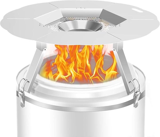 Dirza Heat Deflector Compatible with Solo Stove Bonfire and Other 19.5" Fire Pit -Foldable Legs for Space-Saving Storage,Locking Ring Prevents Dropping,Accessories for Fire Pit, 304 Stainless Steel