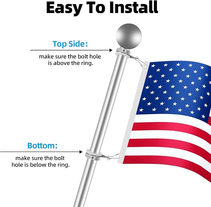 Anovo 1.25" Flag Pole Rings, Flagpole Rings Aluminum Alloy 360° Rotating Anti Wrap Flag Mounting Spinning Ring Clips for 1.02-1.25 Inch Diameter Flagpole (1.25 Inch -Pack of 4, Matte Silver)