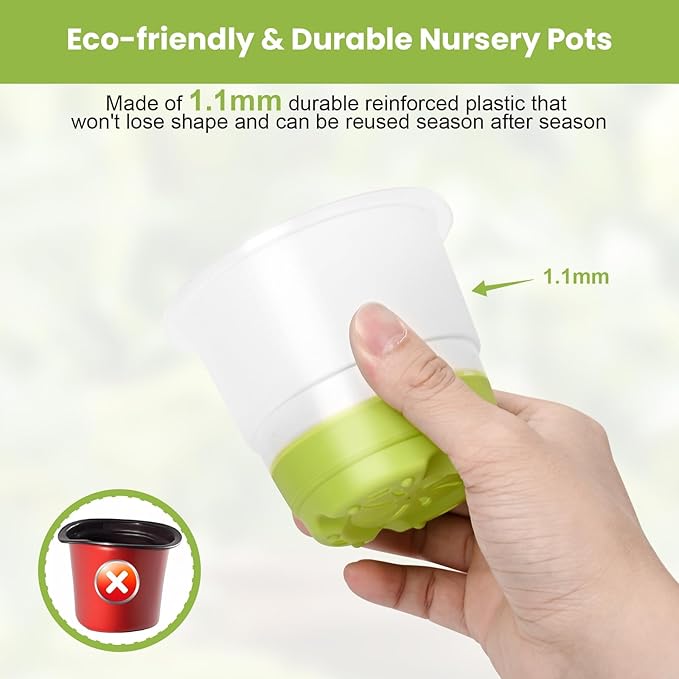 Sckee Clear Nursery Pots for Plants,30 Packs 4 inch Plastic Plant Pot Seedling Pots with Drainage Holes Silicone Base