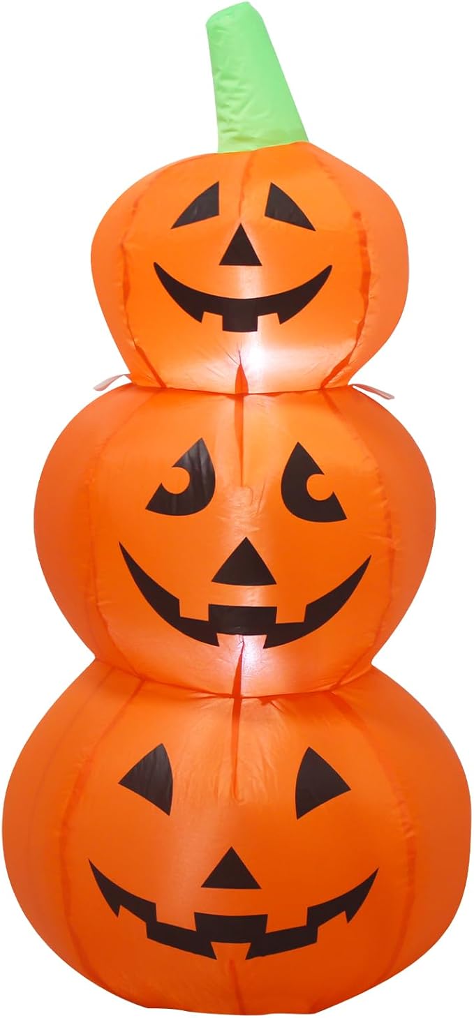 TRMESIA 3.5FT Halloween Inflatables Pumpkin Outdoor Decorations,3 Pumpkins Outside Decoration with Build-in LED Blow Up Inflatables for Halloween Party Yard Lawn Garden Decor
