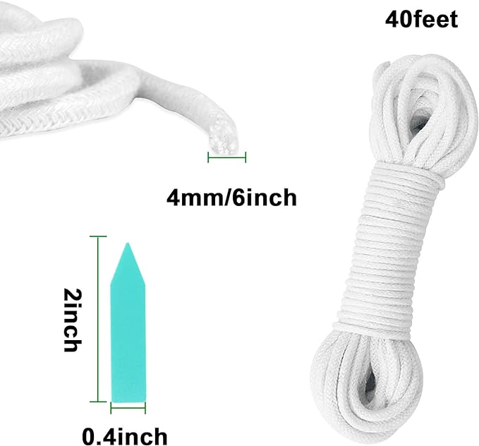 Augshy 1/6 Inches Self Watering Wick Cord String Cotton Rope for DIY Plant Automatic Watering Device (40 Feet)