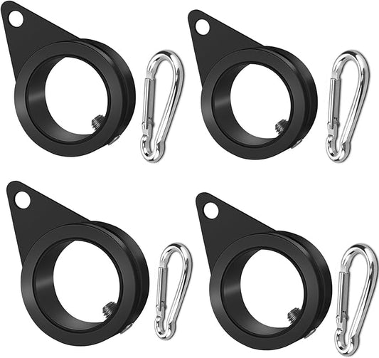 Anovo 1.25" Flag Pole Rings, Flagpole Rings Aluminum Alloy 360° Rotating Anti Wrap Flag Mounting Spinning Ring Clips for 1.02-1.25 Inch Diameter Flagpole (1.25 Inch -Pack of 4, Black)
