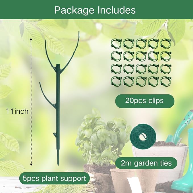MAZUBOHOY 6 Pack Monstera Plant Support, 43inch Stackable Plant Stakes with 20Pcs Clips & 1Pcs Ties, Alternative to Moss Pole Plants Sticks Structures for Climbing Indoor Outdoor Potted Plants