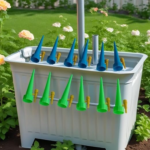 Self Watering Spikes for Indoor & Outdoor Drip Irrigation kit, Self-Watering Spikes for Plants,Adjustable Control Valve Switch,Only Fit Bottles with 1.1inch Diameter and Threaded Mouth (12Pcs)