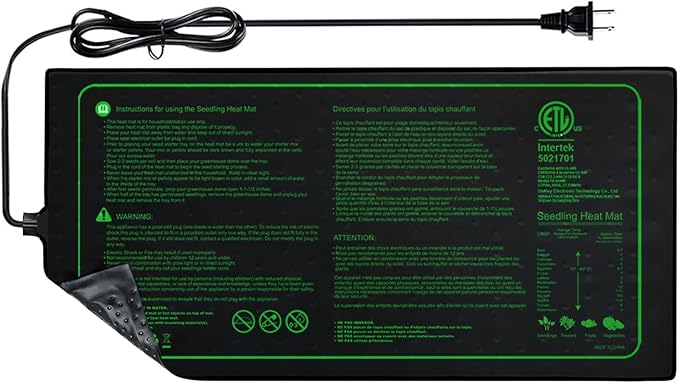 Upgrade 20" x 10" Durable Waterproof Seedling Heat Mat with ETL Certified, Warm Hydroponic Heating Pad for Germination,Indoor Plant Gardening and Cutting, Brewing and Seed Starting Greenhouse