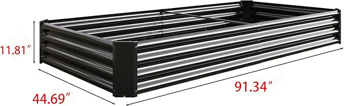 8x4x1ft Raised Garden Bed, Outdoor Galvanized Raised Garden Beds, Metal Raised Beds for Gardening Vegetables Fruits and Flowers, Easy Assembly, 202 Gallon Capacity - Black