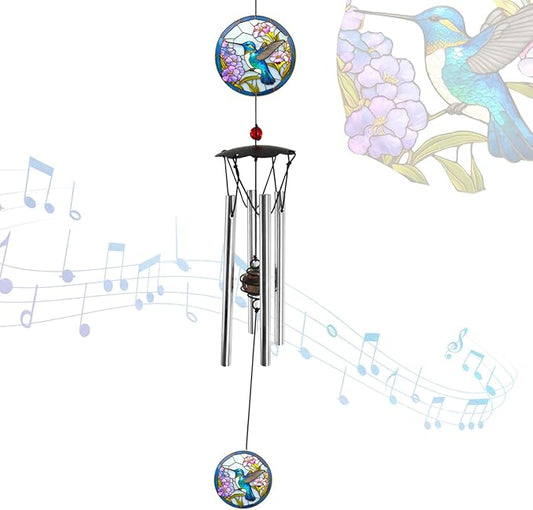 Wind Chimes for Outside 24" Hummingbird Wind Chimes Outdoor Home Patio Garden Decor Hummingbird Gifts Windchimes Outdoors Gift Ideas for Women Mom Grandma Sisters