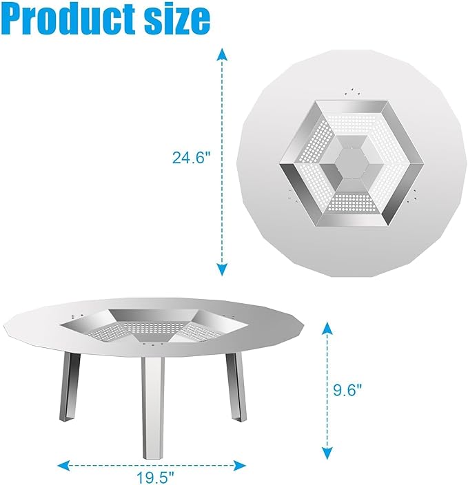 One-Piece Fire Pit Heat Deflector for Solo Stove Bonfire 19.5", 304 Stainless Steel Heat Diffuser Accessories for Captures and Redirects Warmth for Most 19.5" Outdoor Backyard/Camping Fire Pit Stove