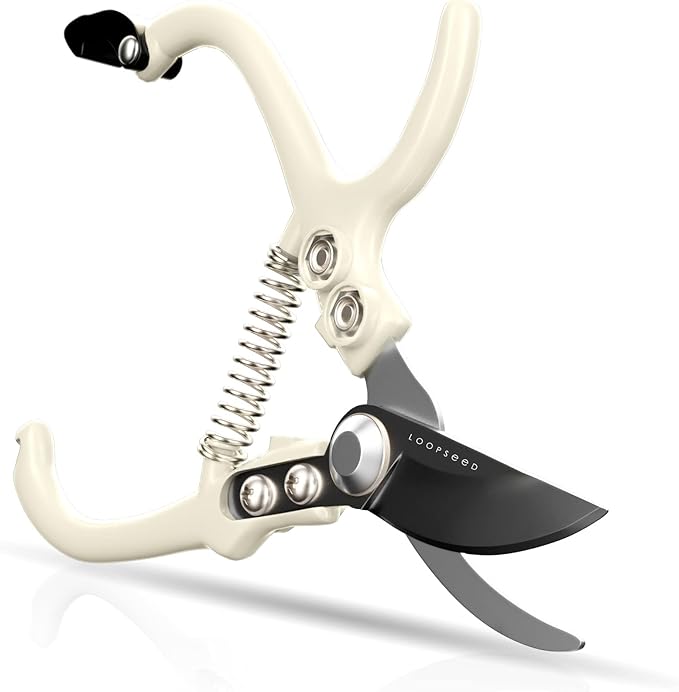 LOOPSEED Bypass Pruning Shears Hand Pruner Garden Trimming Scissors Plant Trimmers Herb Snips Flower Clippers Ergonomic Handle Modern Garden Tools (Classic Cream)