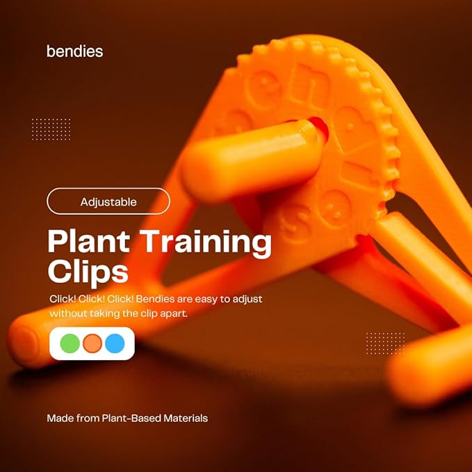 Bendies LST Plant Training Clips 50 Pack Green - v2.0 Adjustable Low Stress Green Support Clips for Stem Bending, Grow Tent, Plant Ties & Gardening Accessories