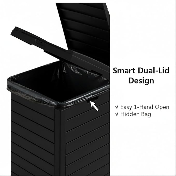 31 Gallon Resin Trash Can Cabinet with Lid & Drip Tray - Waterproof Outdoor Garbage Bin for Patio, Kitchen, Yard, and Entertaining Areas - Easy Assembly, No Tools Required