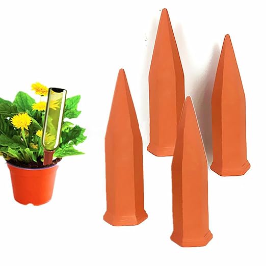 SagaSave Ceramic Plant Watering Devices 4 Pack Terracotta Vacation Plant Waterer Wine Bottle Watering Stakes Slow Release Plant Watering Spikes Perfect Self Watering Devices for Indoor Outdoor Plants