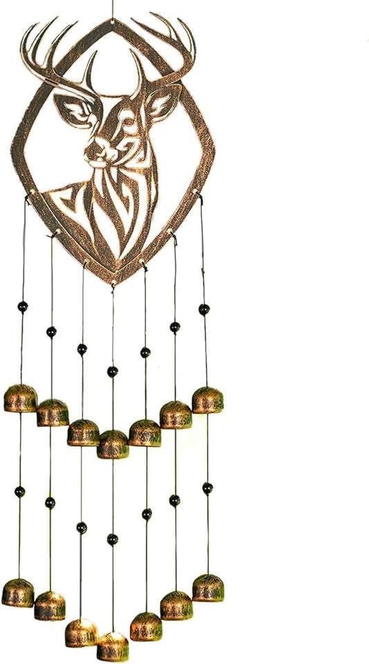 VP Home 29" H Rustic Whitetail Deer Wind Chimes for Outside Unique Whitetail Deer Windchimes Outdoor Decorations Garden Decor Deer Gift for Women, Mom, Grandma, Unisex