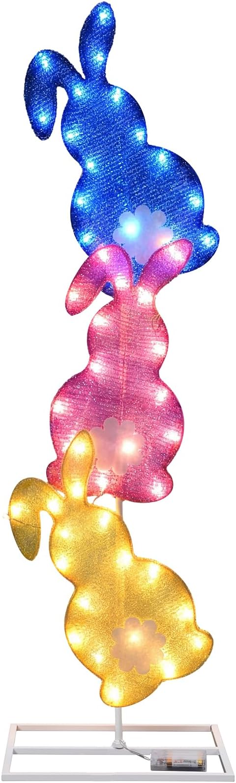 VIHOSE Easter Bunny Lights Outdoor Decoration 41 Inch H Pre-lit Lighted Heart Decor with 50 Warm White Lights Easter Rabbit Decoration for Indoor Outdoor Porch Garden Lawn Front Yard