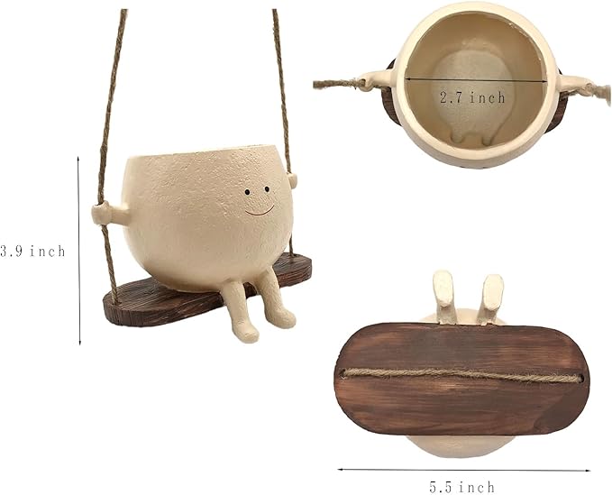 Swing Face Hanging Planter - Indoor & Outdoor, Stylish & Cute Hanging Planters, Small Hanging Plant Pots