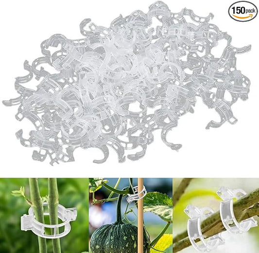 150 PCS Secured Plastic Plant Clip, Plant Support Clips, Garden Clips for Climbing Plants, Plastic Trellis Clips Plant Support Clips Tomato Grape Vine Vegetables Plant Fixing Clips (150, White)