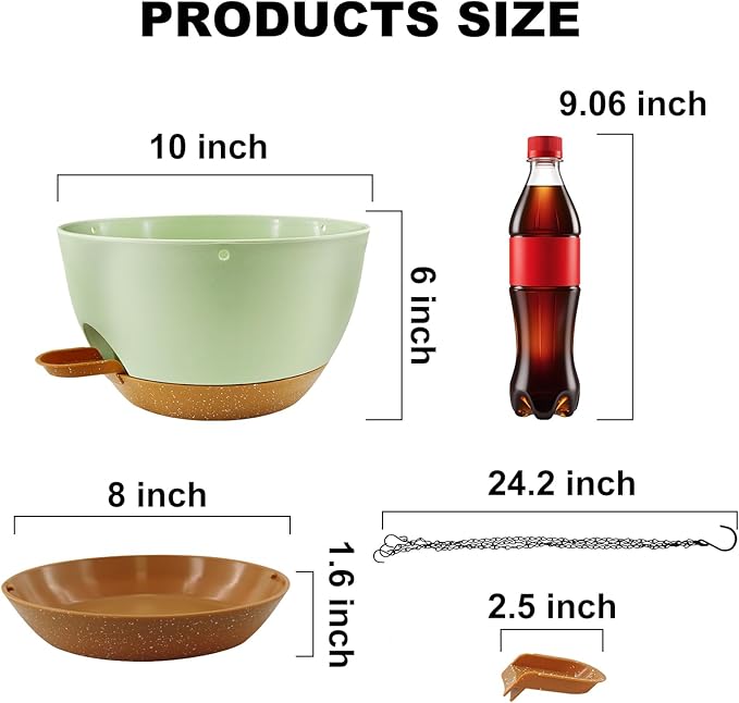 10 inch Hanging Planters for Indoor Plants, 3 Pack Self-Watering Hanging Planter Pots with Chain and Drainage Holes, Outdoor Plastic Hanging Baskets for Garden Home Decor