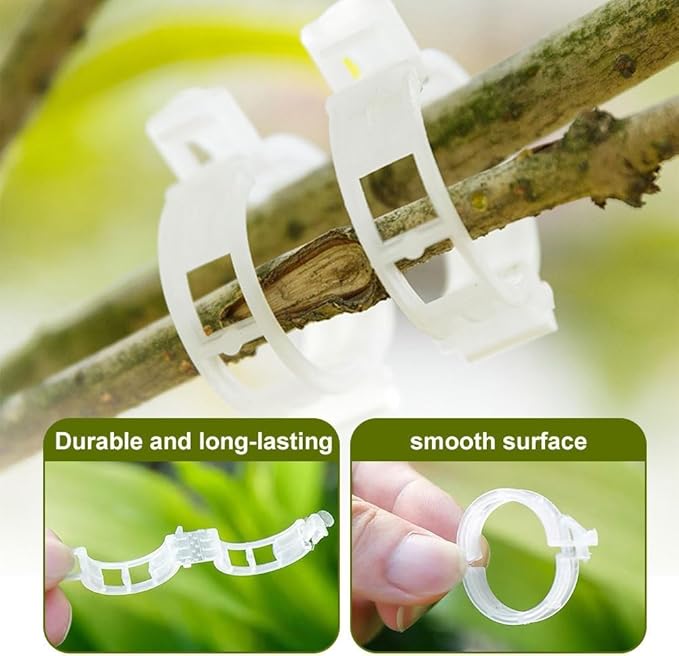 300 PCS Secured Plastic Plant Clip, Plant Support Clips, Garden Clips for Climbing Plants, Plastic Trellis Clips Plant Support Clips Tomato Grape Vine Vegetables Plant Fixing Clips (300, White)