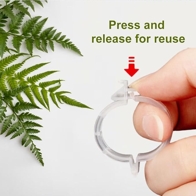 Secured Plastic Plant Clip, 2025 Upgrade Plant Support Clips Reusable Garden Clips, Garden Clips for Climbing Plants, Plastic Trellis Clips Tomato Grape Vine Vegetables Plant Fixing Clips (300, White)
