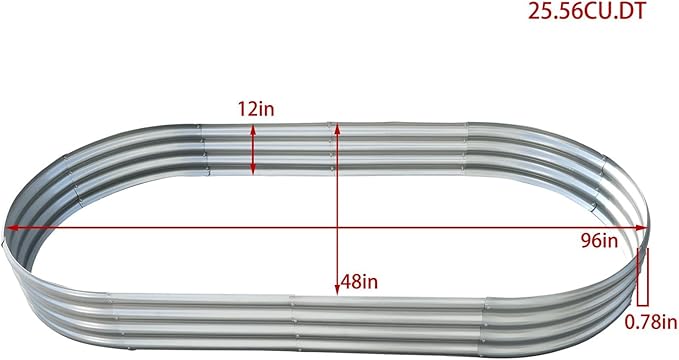 8x4x1Ft Electro-Galvanized Sheet Steel Raised Garden Bed for Flowers Planting Vegetables Silver Flower Box