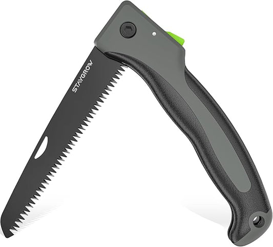 7 Inch Folding Hand Pruning Saw, Heavy Duty Foldable Camping Saw with 7” Hardened SK5 High Carbon Steel Blade Garden Folding Saw for Wood Cutting, Tree Trimming, Gardening, and Hunting