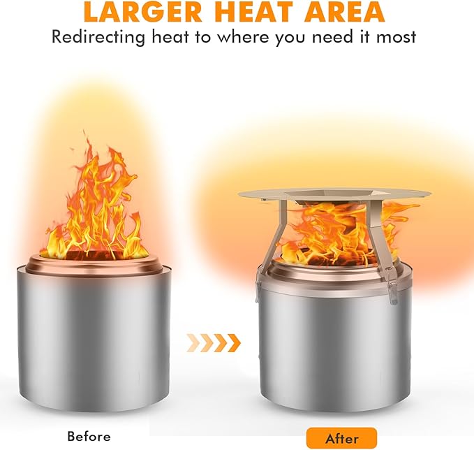 Dirza Heat Deflector Compatible with Solo Stove Yukon and Other 27" Fire Pit -Foldable Legs for Space-Saving Storage,Locking Ring Prevents Dropping,Accessories for Fire Pit, 304 Stainless Steel