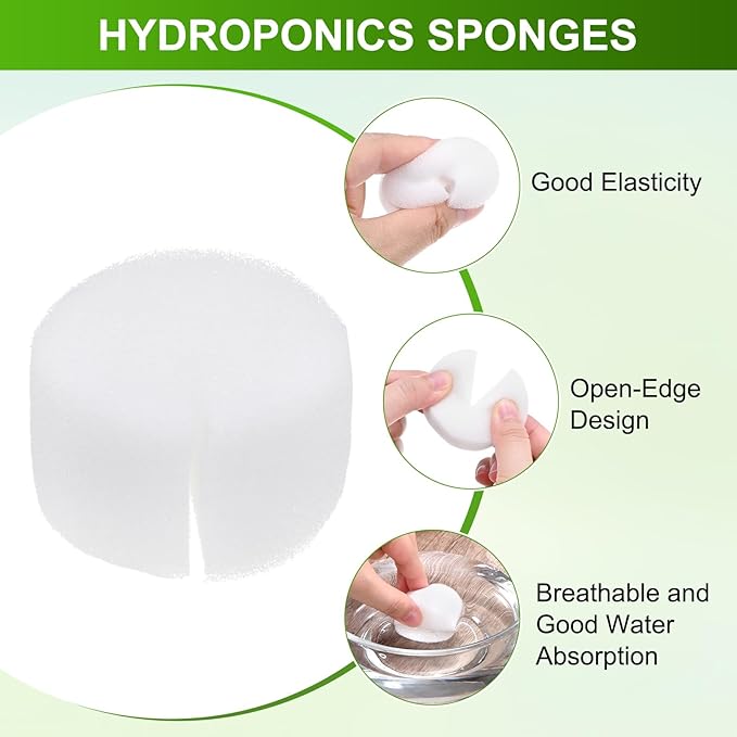 30-Pack Hydroponics Sponges, 1.77 Inch Growing Media Cylindrical Sponges for Planting Gardening Tool/Grow Seedlings/Home Vegetable Flower, Soilless Cultivation Seedling [White]