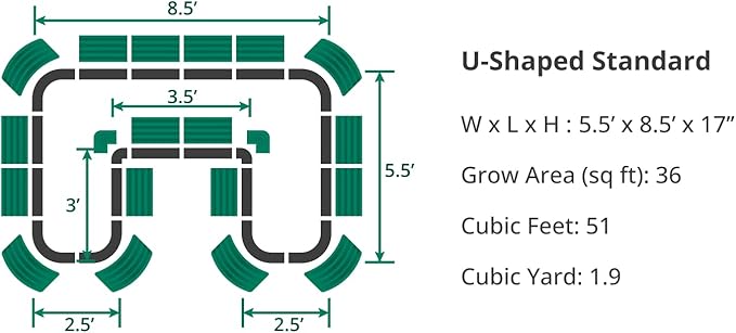 17" Tall U-Shape Raised Garden Bed Metal Raised Planter Bed for Vegetables Flowers Ground Planter Box, Standard Size, Pearl White