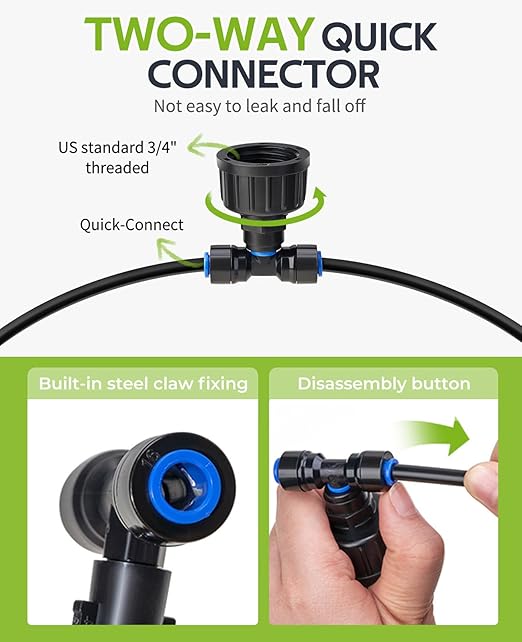 HIRALIY 118FT Greenhouse Misting Drip Irrigation Kit with Garden Timer, Quick Connector Design Automatic Irrigation System, Hanging Plant Watering System, with Tubing, Misting Nozzles, and Water Timer