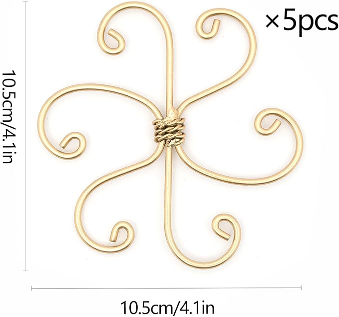 Goooxim 5PCS Plant Stem Support - Durable 5pcs Iron Grapple Holder for Monstera & Climbing Plants, Unique Design for Optimal Growth, Bamboo Clamp Set for Leaf Stabilization and Support (Gold)