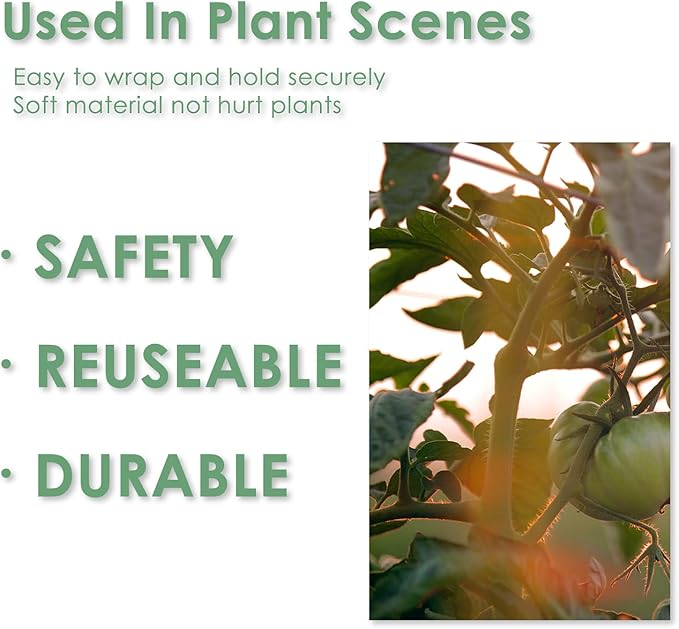 plantactic Garden Tie Green Tape, Plant Supports, Gentle On Plants (65.6ft × 0.6 inch, 1 roll, Green)
