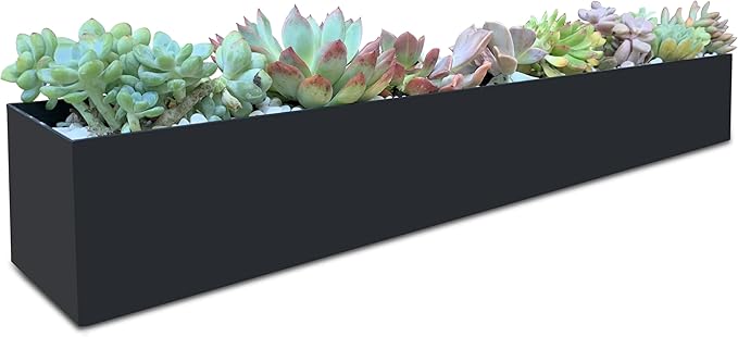 Rectangle Succulent Planter Box - 32" Window Sill Planters - Decorative Indoor/Outdoor Table or Window Boxes Planter - Windowsill Herb (1pc Black)