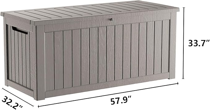 270GAL Deck Box -Grey，Large Capacity，UV-Resistant ，Deck Box，Patio， Yard，Garden Storage