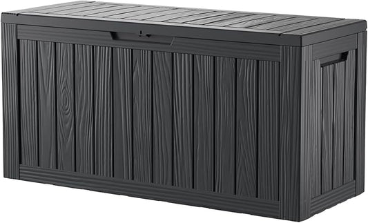 80 Gallon Lockable Resin Outdoor Storage Box, Waterproof & Weather Resistant Deck Box for Patio Cushion, Garden Tools & Pool Accessories, Black